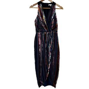 Harlyn Dress Size XS Velvet Sleeveless Faux Wrap Open Back Dark Jewel Tones‎